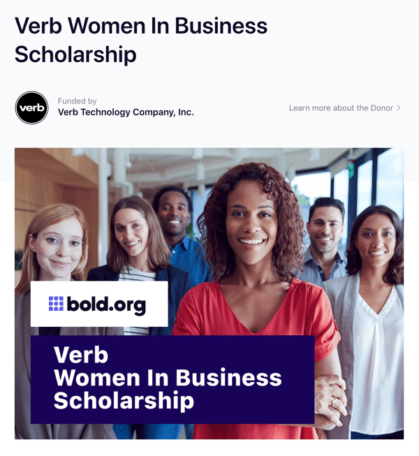 Verb Women in Business Scholarship